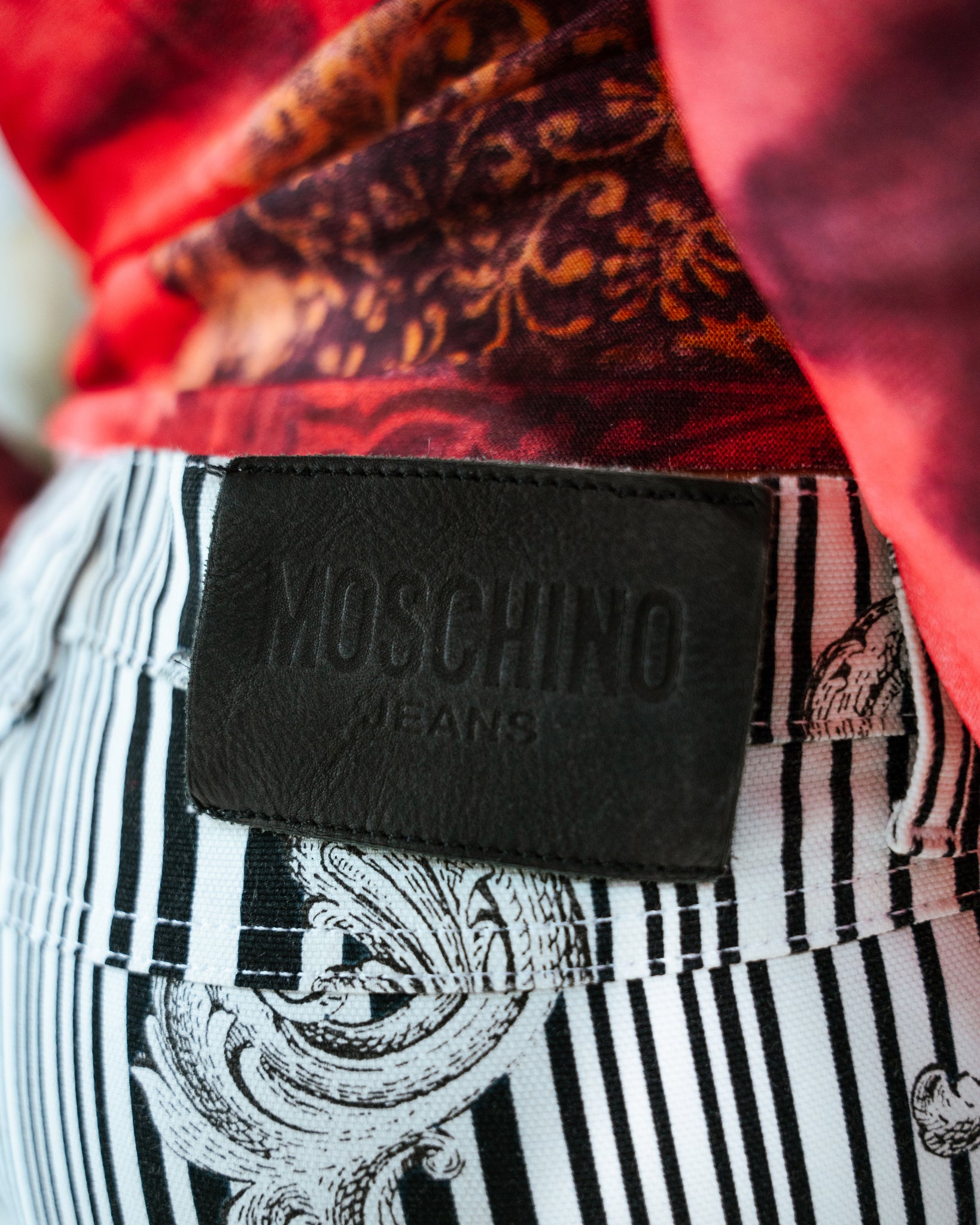 VINTAGE MOSCHINO BLACK AND WHITE PRINTED JEANS