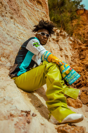 IOWGH X CHAYKE NEON GREEN STACKED PANTS